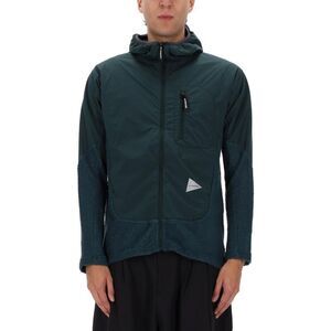 AND WANDER Hybrid Technical Fleece Hooded Jacket Men GREEN Sweaters & Cardigans